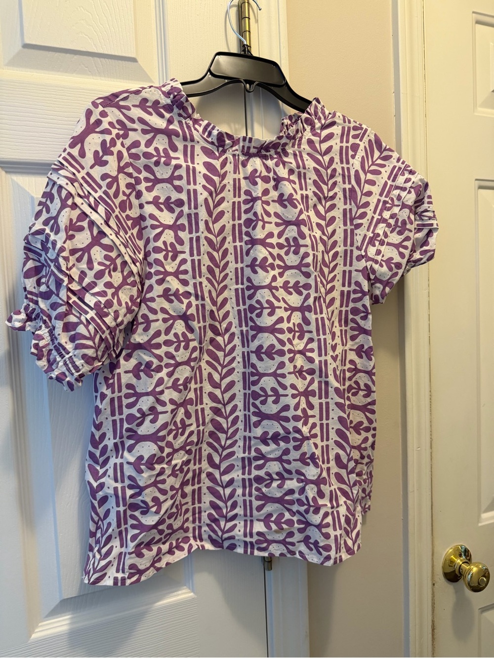 THML Purple Patterned women’s Short Sleeve Top - Brand: